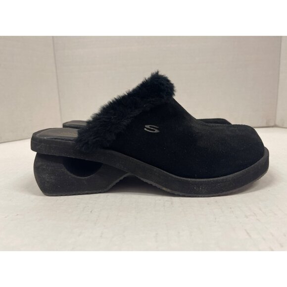 Skechers women’s spinners ll sandal suede and faux fur chunky heel size 9 - Picture 7 of 9